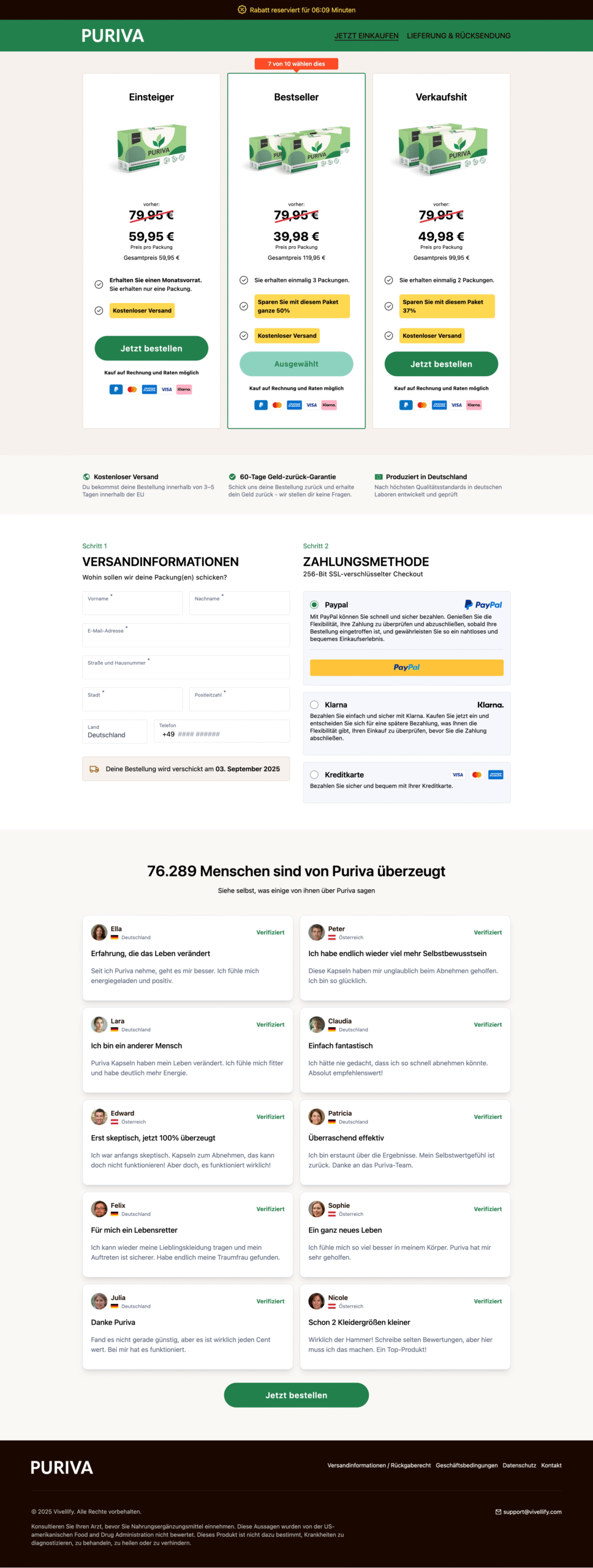Puriva Natürliches Abnehm-Supplement – Fettverbrennung & Appetitkontrolle